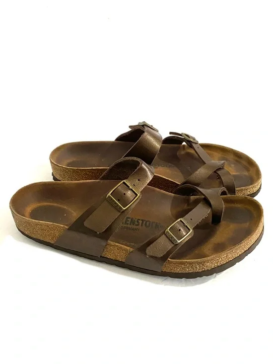 Birkenstock Mayari Toe Loop Sandals Women’s Size 10 Birko Flor Metallic Brown - Picture 4 of 16